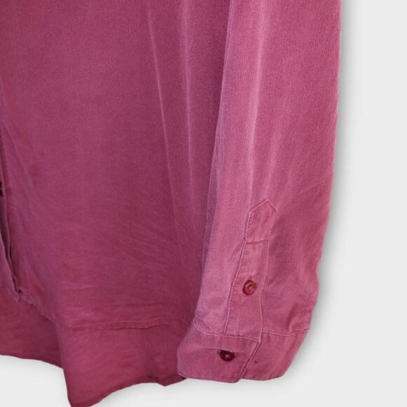 Garnet Hill‎ Womens Top Sz 8 Blouse 100% Silk Burgundy Buttons Classic Academia - Picture 7 of 8